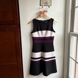 Tommy Hilfiger Black, White, and Purple Striped Dress